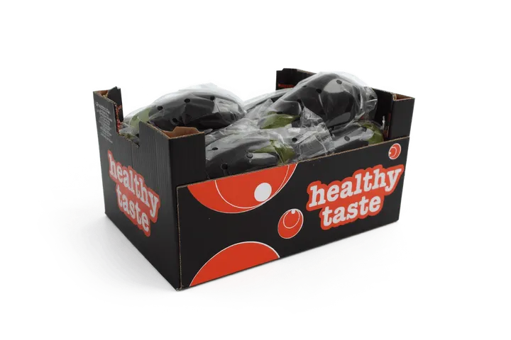 Berenjena: caja Healthy Taste, vista lateral