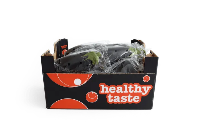 Berenjena: caja Healthy Taste, vista lateral