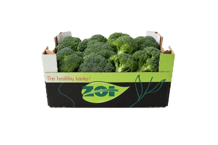 Brócoli: caja ZOI, vista frontal