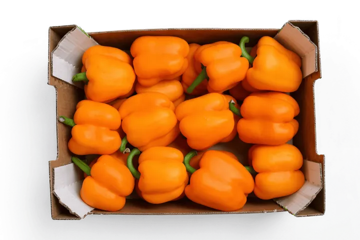 Pimiento Naranja: caja ZOI, vista cenital