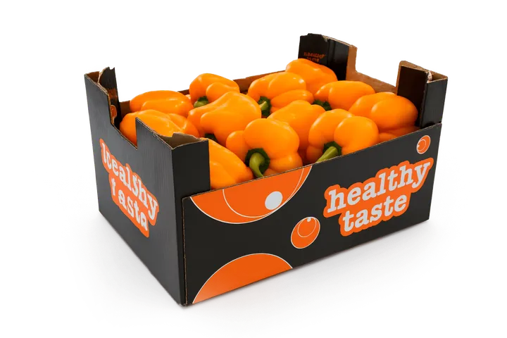 Pimiento Naranja: caja Healthy Taste, vista lateral