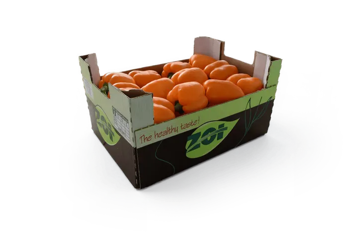Pimiento Naranja: caja ZOI, vista lateral
