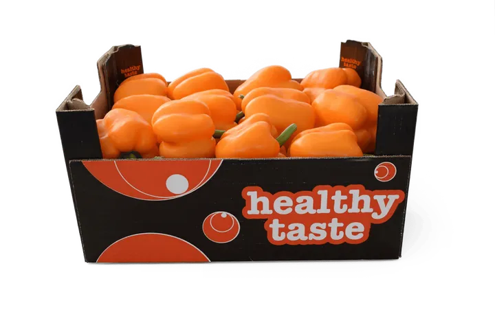 Pimiento Naranja: caja Healthy Taste, vista lateral