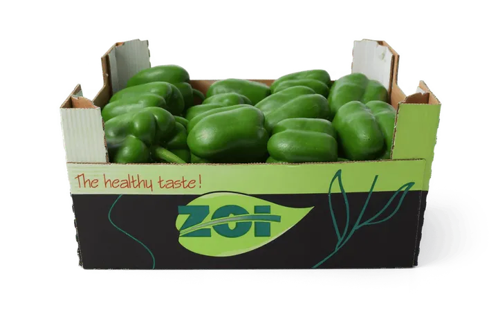 Pimiento Verde: caja ZOI, vista lateral