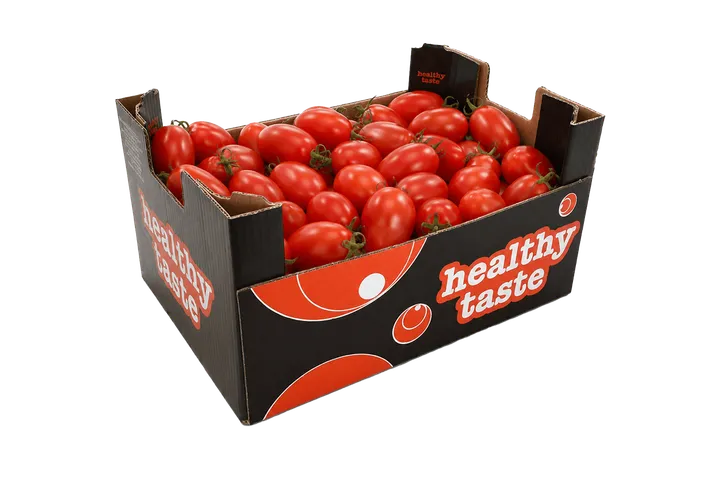 Tomate Pera: caja Healthy Taste, vista lateral