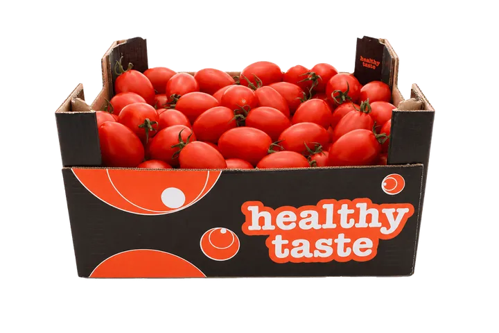 Tomate Pera: caja Healthy Taste, vista frontal